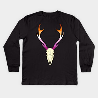 Lesbian Pride Deer Skull Kids Long Sleeve T-Shirt